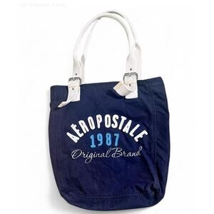 Aeropostale Vintage Y2K Tote Bucket Bag Blue Quilted Double Handle